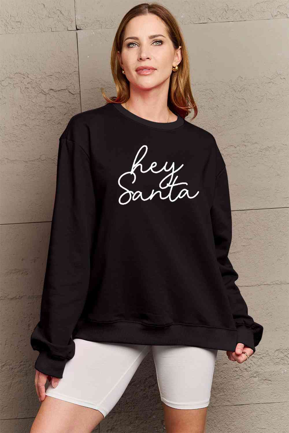 Simply Love Full Size HEY SANTA Graphic Sweatshirt